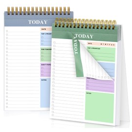Agoer To Do List Pad, 2 Packs To Do List Notepad Tearable, 320 Pages Totally Day Planner 2025, Blue and Green Daily Planner Notebook Double-Side Print, for Work, Study and Daily Plans