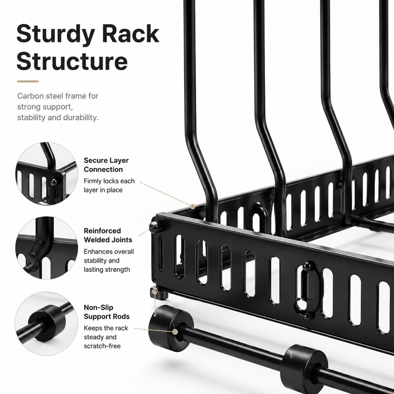 Adjustable Pot Rack Organizer for Kitchen – Multi-Layer Cookware Storage