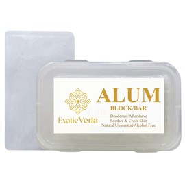 Exotic Veda 100% Pure Alum Block – Potassium Alum Crystal Stone | Natural, Unscented Deodorant & Aftershave | Soothes Razor Burn, Stops Bleeding, Non-Staining, Alcohol-Free