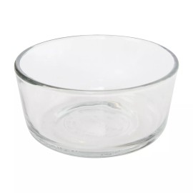 Pyrex (4) 7200 Clear Glass Storage Bowls & (4) 7200-PC Poppy Red Plastic Lids