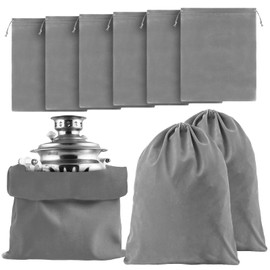 Ferraycle 6 Pcs Silver Storage Bags Anti Tarnish Storage Bag Fabric Cloth for Jewelry Silverware Protection Flatware(18 x 18 Inch,Dark Gray)