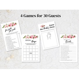4 Bridal Shower Party Games for 30 Guests – He Said, She Said, Who Knows The Bride Best, Guess The Bride’s Dress, Bridal Bingo – Fun Wedding Celebration Activities