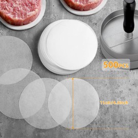 GWHOLE 500 hojas Papel Hamburguesa 11 cm, Papel Redondo para Hamburguesas Antiadherente, Papeles Grado Alimenticio para Honear Smash Burger y Horno