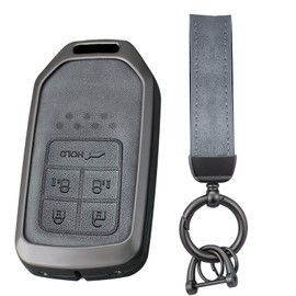 [TECART] Honda Dedicated Key Case, Key Cover, Key Holder, Honda Smart Key Case, Smart Key Cover, Honda Odyssey Elysion Step Wagon, Freed, Civic Leather, 5 Buttons, grey 1