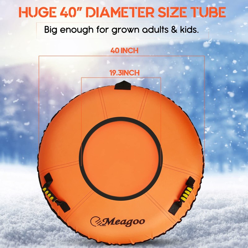 Meagoo Heavy Duty Snow Tube, Inflatable Durable 40" Snow Sled