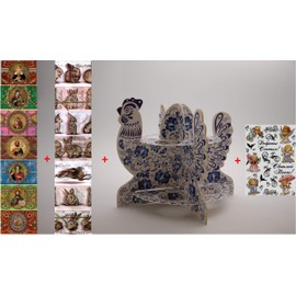 chutemka Easter Set for Decorating Eggs - Decorative Stand for Eggs - Thermo Heat Shrink Sleeve Pysanka Pysanky - Stickers Easter Patterns (Set #1)