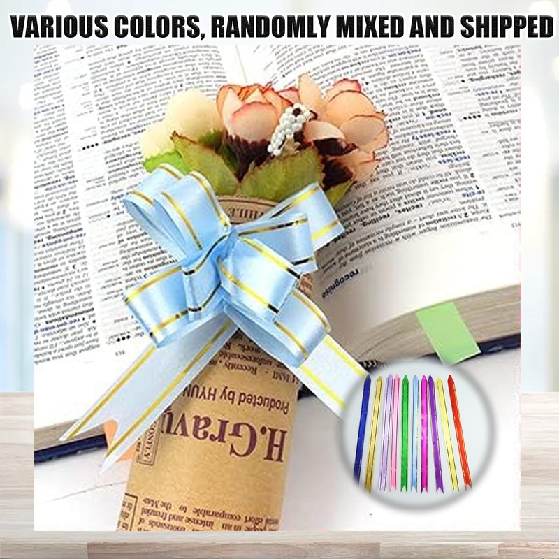 Cozevdnt Pull Bows, 100 Pcs Wrapping Pull Bow Ribbon, Multicolor