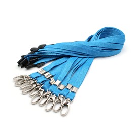 10 Pack Blue Lanyards for ID Badges with Safety Breakaways and Metal Lobster Clips