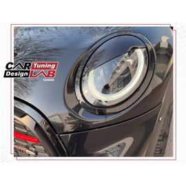 GAZOZ PERFORMANCE Exterior Accessories - Straight Line Angry Eye Eyebrows Eyelids Covers Headlights Trims for 2014-2023 F55 F56 F57 Cooper S JCW - Gloss Black