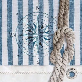 Ambiente Serviette Motiv : Compass and Rope - Kompass + Knoten maritim - 20 Servietten pro Packung, 33x33 cm