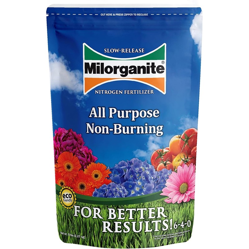 Milorganite All-Purpose Eco-Friendly Slow-Release Nitrogen 6-4-0 Fertilizer, 5 Pound Bag
