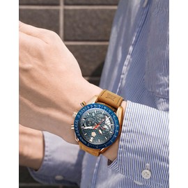 MEGALITH Chronograph Watches for Men Designer: Analogue Mens Watches Stylish Blue Face - Waterproof Wrist Watch Leather with Calendar
