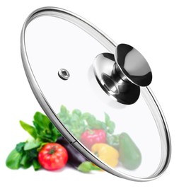 KADAX Pot Lid, Universal Glass Lid with Silver Handle, Heat Resistant Lid in Various Sizes, Pan Lid, Glass Lid for Pot, Pan (24 cm)