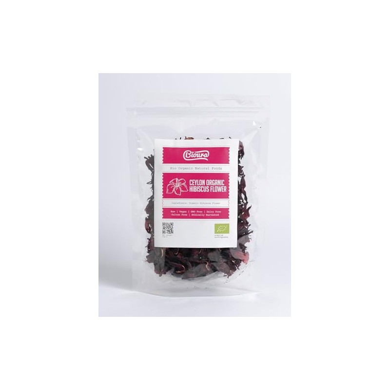 Bioura Organic Ceylon Hibiscus Flowers Tea, 50g, Rich Aroma, Unique