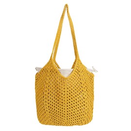 Jusavie Crochet Bags for Women Slouchy Hollow Woven Shoulder Purse Summer Beach Tote Handbags for Daily & Vacation 2025