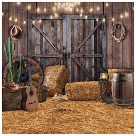 WOLADA 8x8FT Western Cowboy Backdrop Western Backdrop Western Party Decorations Cowboy Backdrop Western Themed Party Decorations Wooden House Barn Backdrop Wild West Party Decorations 12534