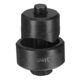 sourcing map Sheet Metal Punch Hole Punch 34mm Bearing Steel Precise Cutting Manual Knockout Kit with External Hex Shank for Metal Plate Sink Stainless Steel, Black