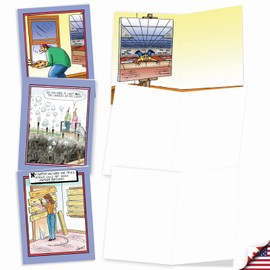 The Best Card Company - 10 Funny Assorted Blank Humor All Occasions Notecards Box Set 4 x 5.12 Inch w/Envelopes Cartoon Comic for Men, Women (10 Designs, 1 Each) - Tom Cheney Toons M6616OCB