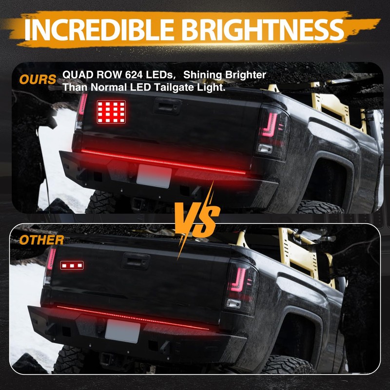 Niking Auto 60 Inch LED Truck Tailgate Light Strip Quad