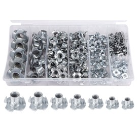 95pcs Zinc Plated Nuts with Claws T-Nuts 7 Size Assets: M3 M4 M5 M6 M8 M10 M12