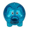 Blue Small Clear Plastic Piggy Bank 10cm x 8cm x