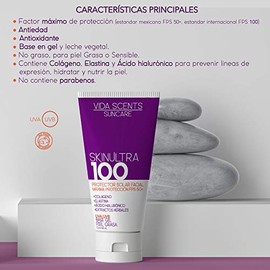 VIDA SCENTS | Protector Solar SKINULTRA 100 con acido hialuronico 60ml.