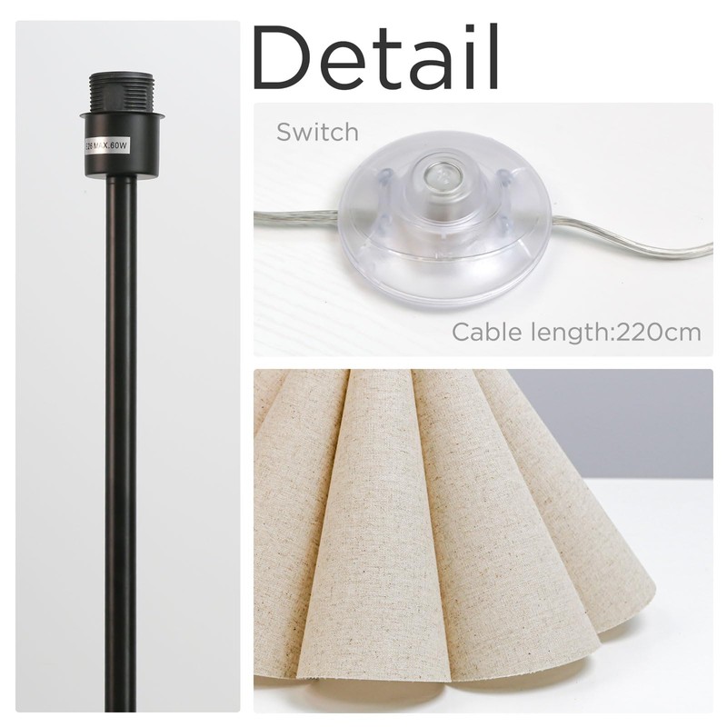 KUNJOULAM Modern Floor Lamp, Black Pole Floor Lamps, Simple Design