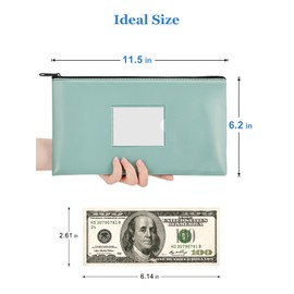 SMARTAKE SMARTAKE 2-Pack Bank Deposit Money Bags with Zipper, PU Leather Bags Cash Wallet Pouches with Label, for Coins, Cosmetics, Invoice, Bills, Tools, 11.5 x 6.2 Inches, Aqua Blue & Black