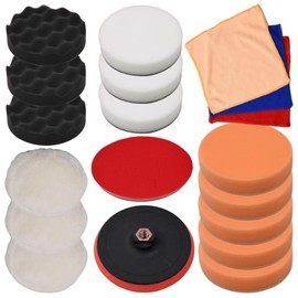 vidaXL Polierschwamm Set Auto Polierpads Polierscheibe Polierset Polierpad Polierscheiben Polieraufsatz Poliertuch Klettscheibe 18-TLG. 150mm