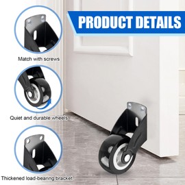 Yooyan Pack of 4 Gate Rollers, Heavy Duty Gate Wheels for Anti-Drop Door Floor Jockey Wheel, Adjustable Non-Slip Jockey Wheel, Side Mounted Castors with 12 Screws, for Heavy Gates, Garden Gates and