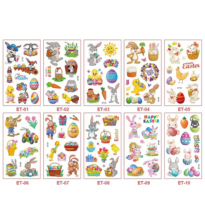 Easter Temporary Tattoos for Kids， Easter themed temporary tattoo stickers，easter