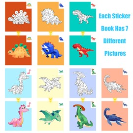 Dinosaur Stickers for Kids AEAHALY Sticker Book Boys and Girls Birthday Gifts Party Favor, Travel Activity Paint by Sticker Book Set for Learning