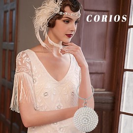 CORIOS Women's Round Ball Clutch Purse Rhinestones Evening Handbag Beaded Pearl Clutch Bag Small Shoulder Crossbody Bag Bridal Wedding Purse for Wedding Cocktail Party Banquet Prom Silver