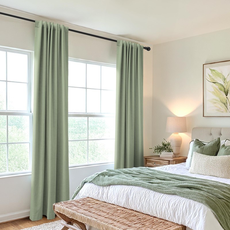 100% Blackout Shield Linen Blackout Curtains for Bedroom 90 Inches