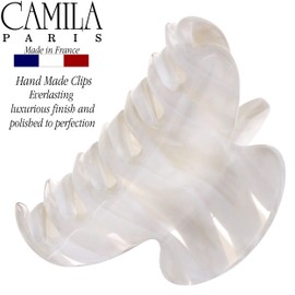 Camila Paris CP3065 French Hair Clips for Women, Handmade, White, Small, Girls Hair Claw Clips Jaw, Durable Styling Hair Accessories for Women, Strong Hold No Slip Grip, Made in France