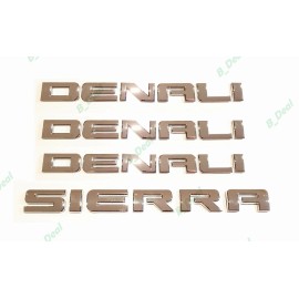 GM Auto 4PCS Chrome Sierra Denali Emblem Letters Fit GMC Sierra 1500 2500HD YUKON