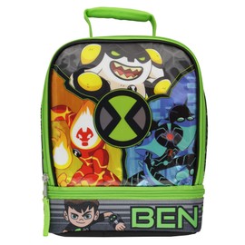 Ben 10 Omnitrix Alien Force Insulated Dual Compartment Lunch Bag Tote For Hot And Cold Food, Drinks, And Snacks