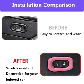 2 Pcs Metal Door Lock Switch Button Trim Cover Pink Car Center Console Unlock Button Frame Cover Interior Decoration Accessories Compatible with Jeep Wrangler JL JLU Gladiator JT 2018-2024 (Pink)