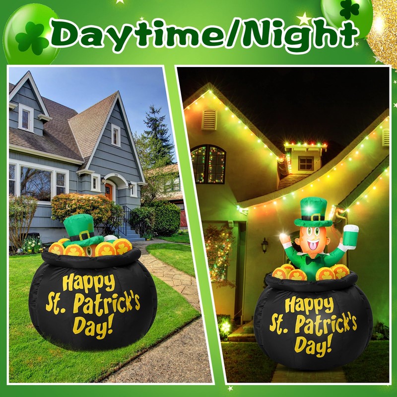 Leyndo 4FT Rises up Down St Patrick's Day Inflatable Outdoor