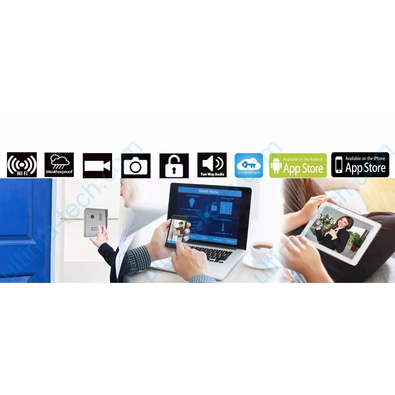 Unbranded Weatherproof Stand Alone Video Doorbell & Camera for Smartphone/Tab