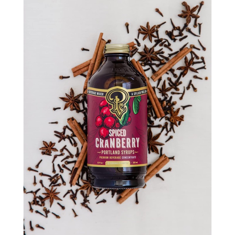 Portland Syrups Spiced Cranberry Syrup - Premium Beverage Concentrate for