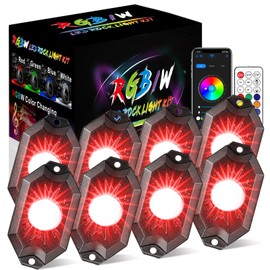 RGB Rock Lights 8 Pods, SWATOW INDUSTRIES RGB Rock Lights Bluetooth App/Remote Control Underglow Multicolor Neon Light Kit Timing Music Mode Wheel Well Lights for Wrangler Pickup Truck UTV SxS ATV