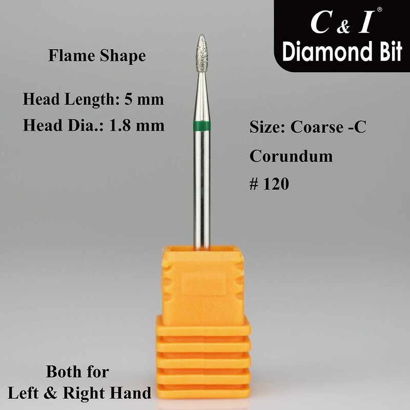 C & I Diamond Nail Drill Bit Flame Shape E-File