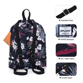 HAWEE Waterproof Drawstring Backpack with Inner Pocket Large Gym Bag Drawstring Daypack Drawstring Bag Sports Bag Unisex for Women Men Travel Everyday School Outdoor Yoga Swimming Beach, Red leaves +