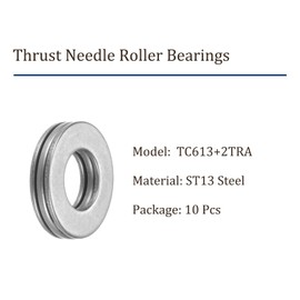 Kozelo 10pcs TC613 Thrust Needle Roller Bearings - [1" Bore x 1-9/16" OD x 5/64" Thick] Bearing with 65Mn Washers for Conveying Equipment, Chromium Steel