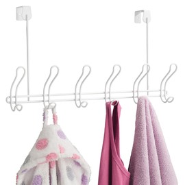 iDesign Over-The-Door 6-Hook Rack –Classico Collection – White