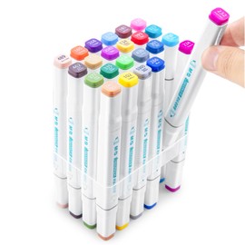 M&G 24 Colors Water-Based Art Markers,Fine & Broad Dual Tip Art Markers for Kids Adults Coloring Books Kids Calligraphy Drawing Sketching with Storage Case