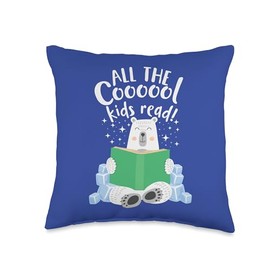 Reading is Cool Cute Polar Bear All the Coooool Kids Read! Throw Pillow