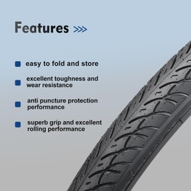 26 Inch Bike Tires Replacement Kits 2 Pack, HUIOK 26X1.75 Bicycle Tire Folding Bike Tires Replacement with 2 Tubes and 2 Levers Suitable for Hybrid City Road and Urban Road