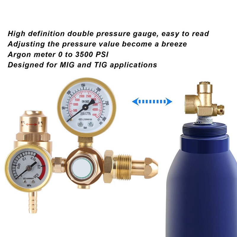 Gas Welding Regulator Argon CO2 Gauge TIG MIG Flowmeter 4500psi